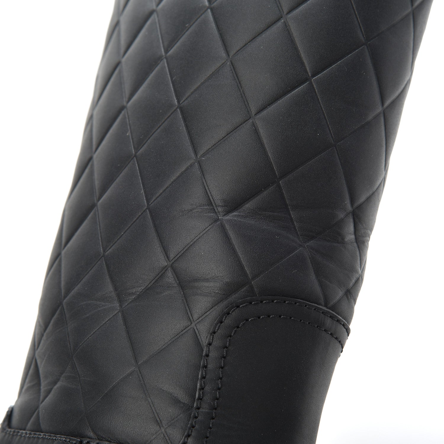 Chanel Oily Calfskin Quilted High Boots 37.5 Black 12 of 18