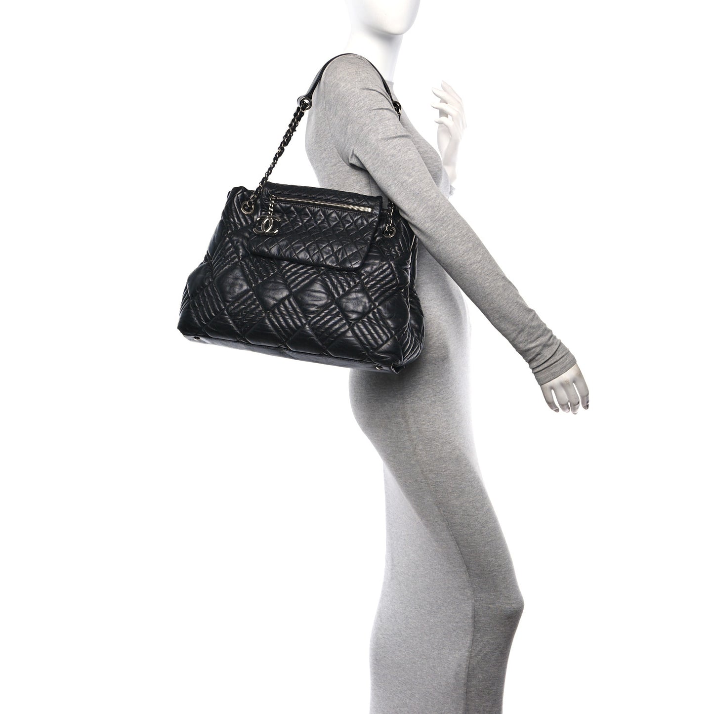 Lambskin Quilted In Out Flap Tote Black