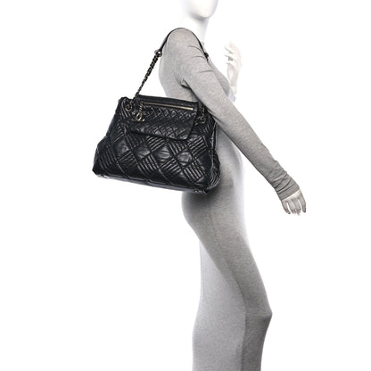 Chanel Lambskin Quilted In Out Flap Tote Black 2 of 12