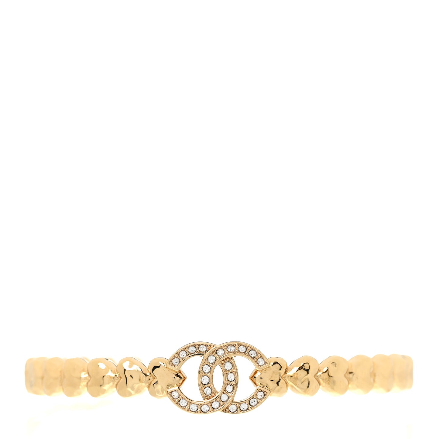 Crystal CC Heart Link Cuff M Bracelet Gold