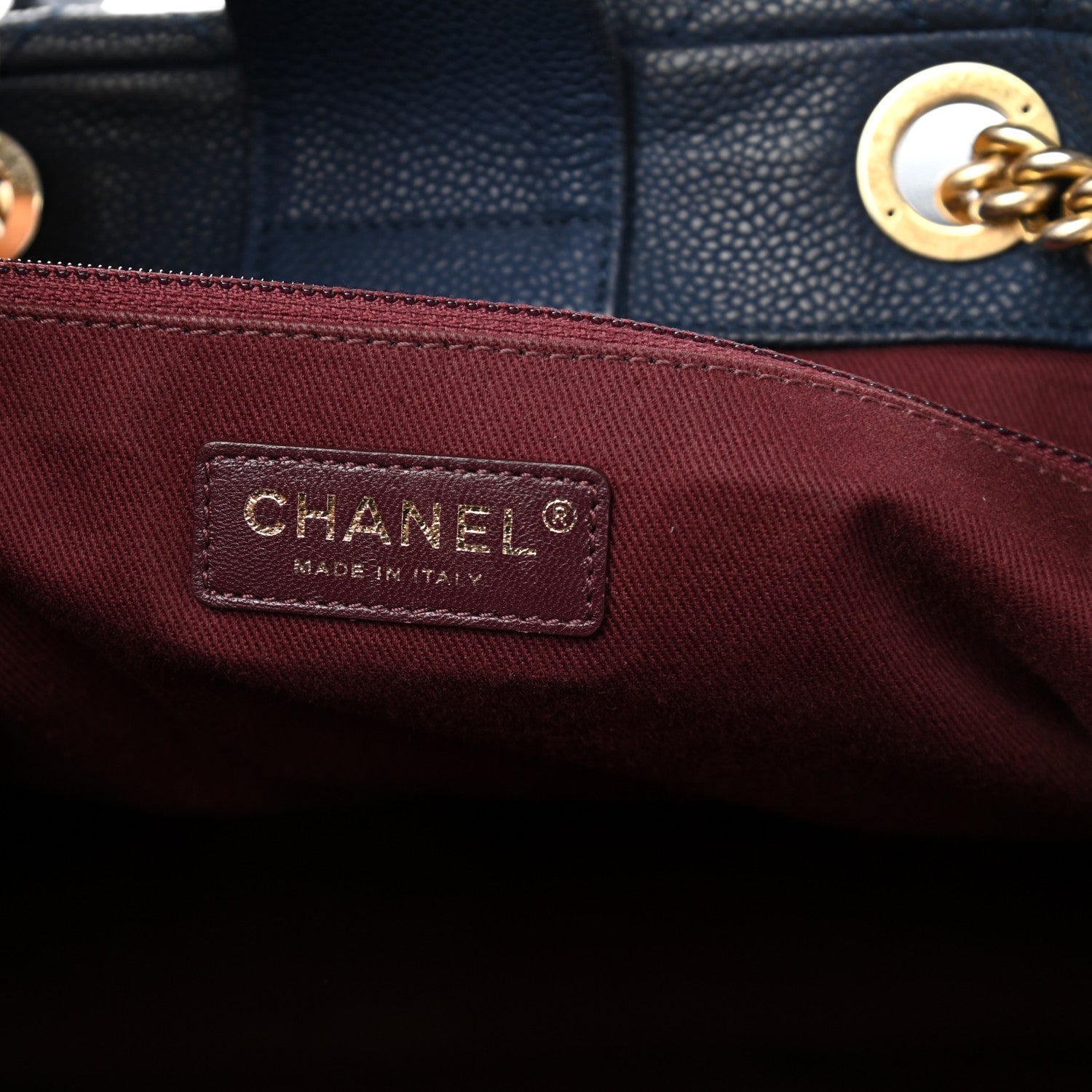 Chanel Iridescent Caviar Quilted Globe Trotter Shopping Tote Navy Blue 5 of 25