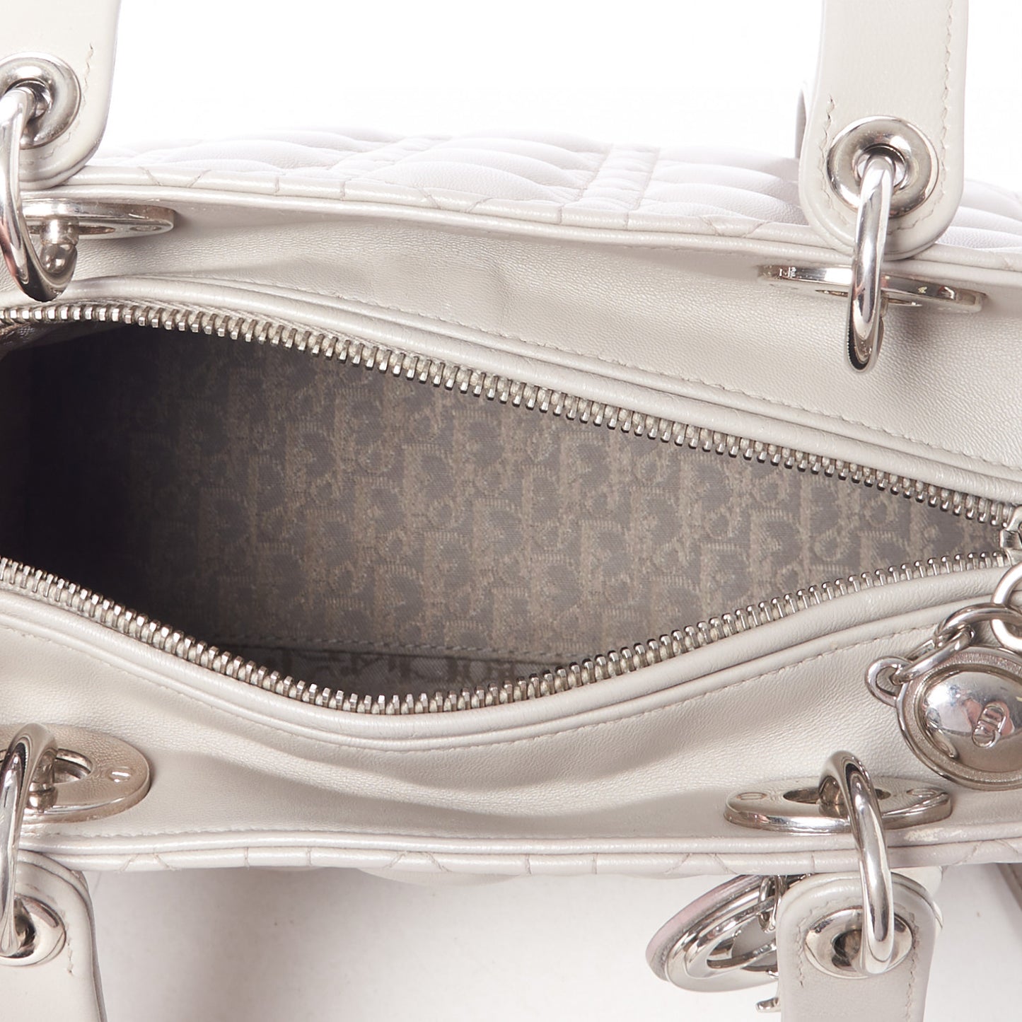 Lambskin Cannage Medium Lady Dior Grey