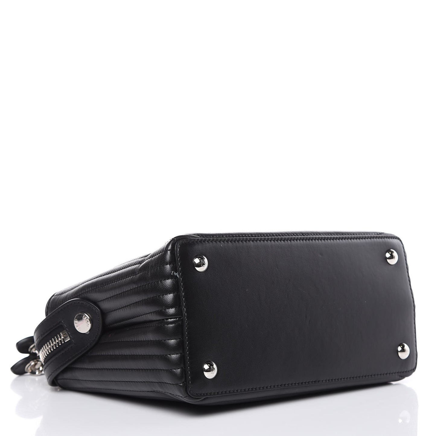 Shiny Nappa Trapuntata Small DotCom Click Chain Satchel Black