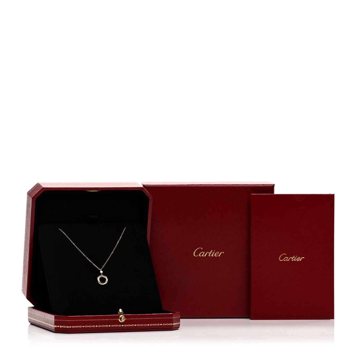 Cartier 18K Pink Yellow White Gold Diamond Trinity Pendant Necklace 3 of 5
