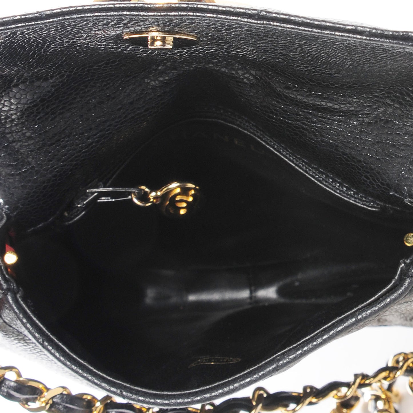 Caviar Chevron CC Shoulder Bag Black