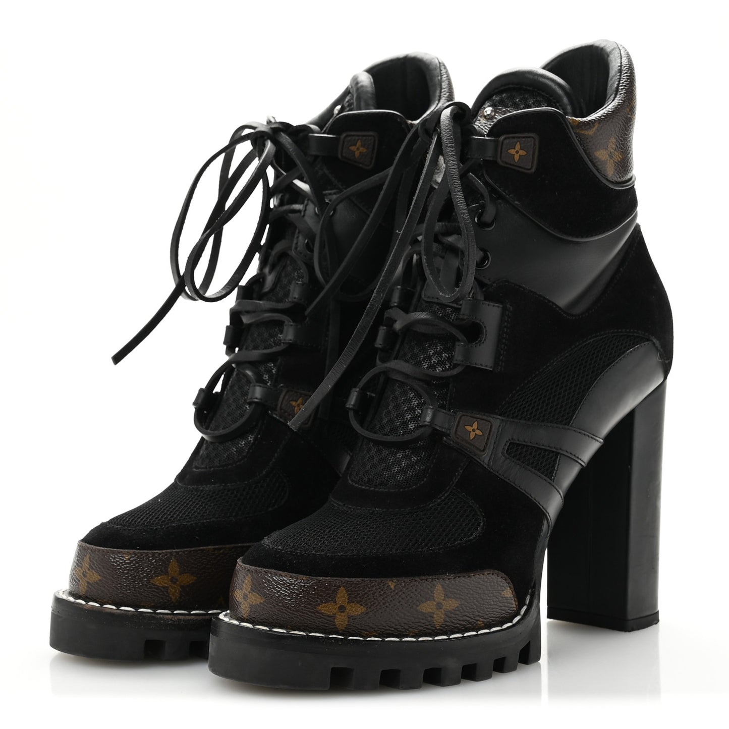 Suede Calfskin Monogram Star Trail Ankle Boots 39.5 Black