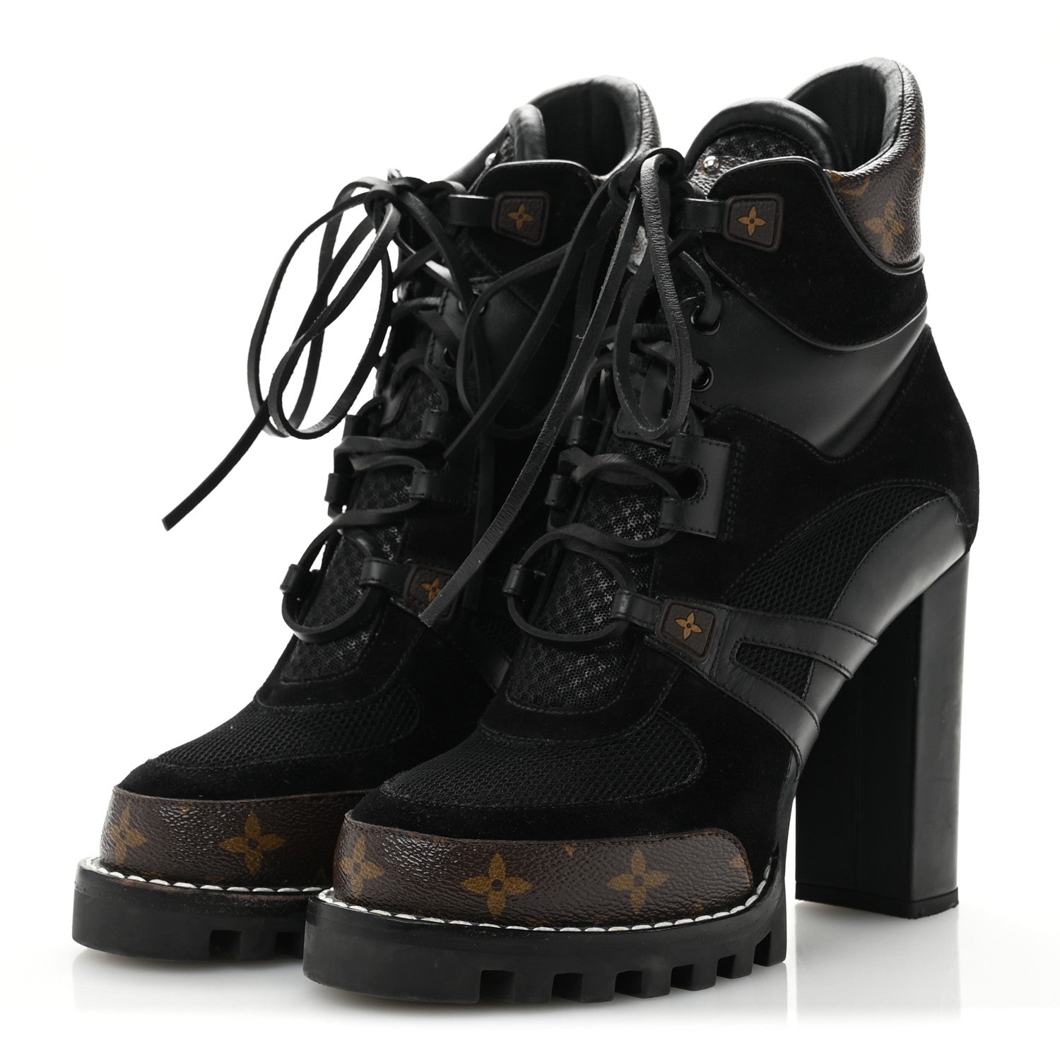 Louis Vuitton Suede Calfskin Monogram Star Trail Ankle Boots 39.5 Black 4 of 9