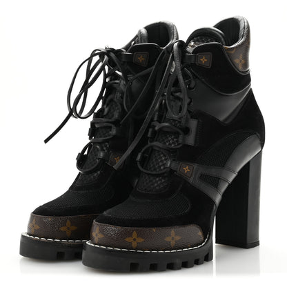 Louis Vuitton Suede Calfskin Monogram Star Trail Ankle Boots 39.5 Black 4 of 9