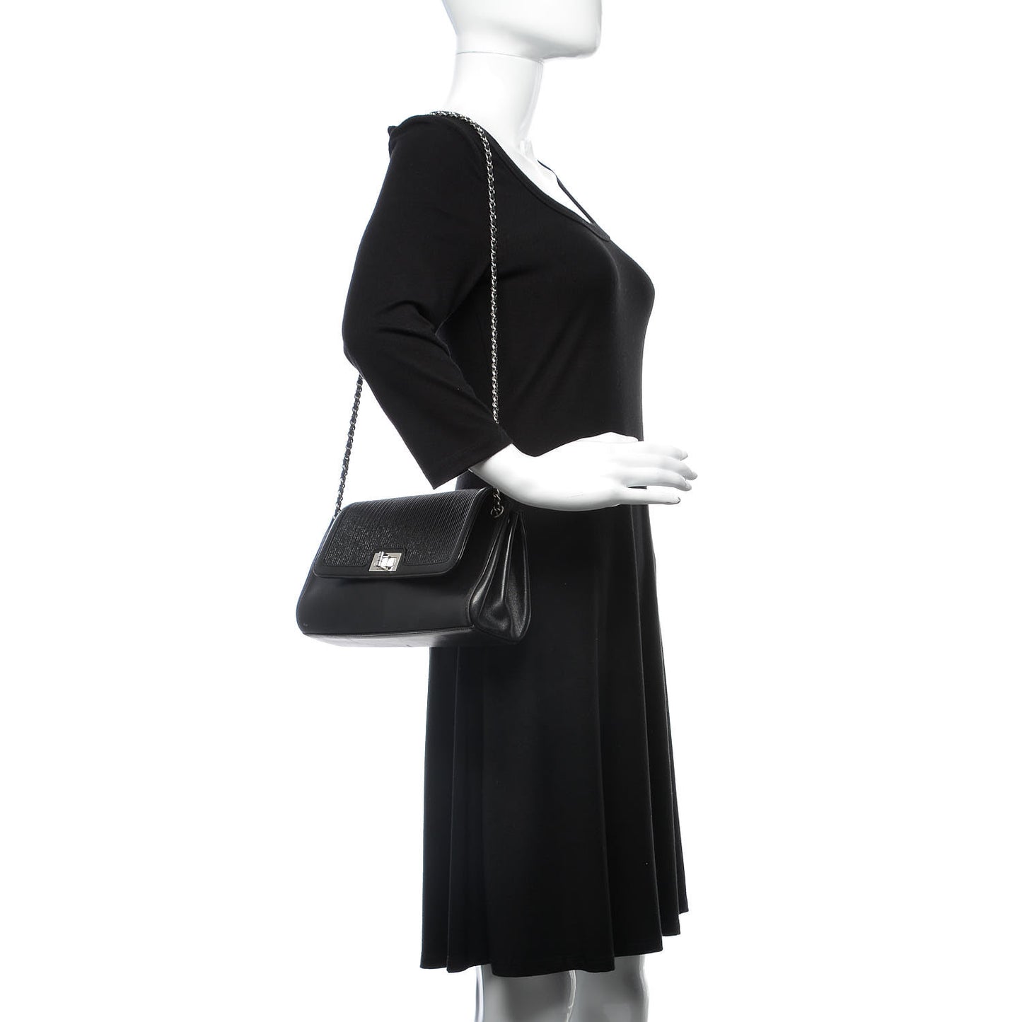 Lambskin Mademoiselle Accordion Flap Black