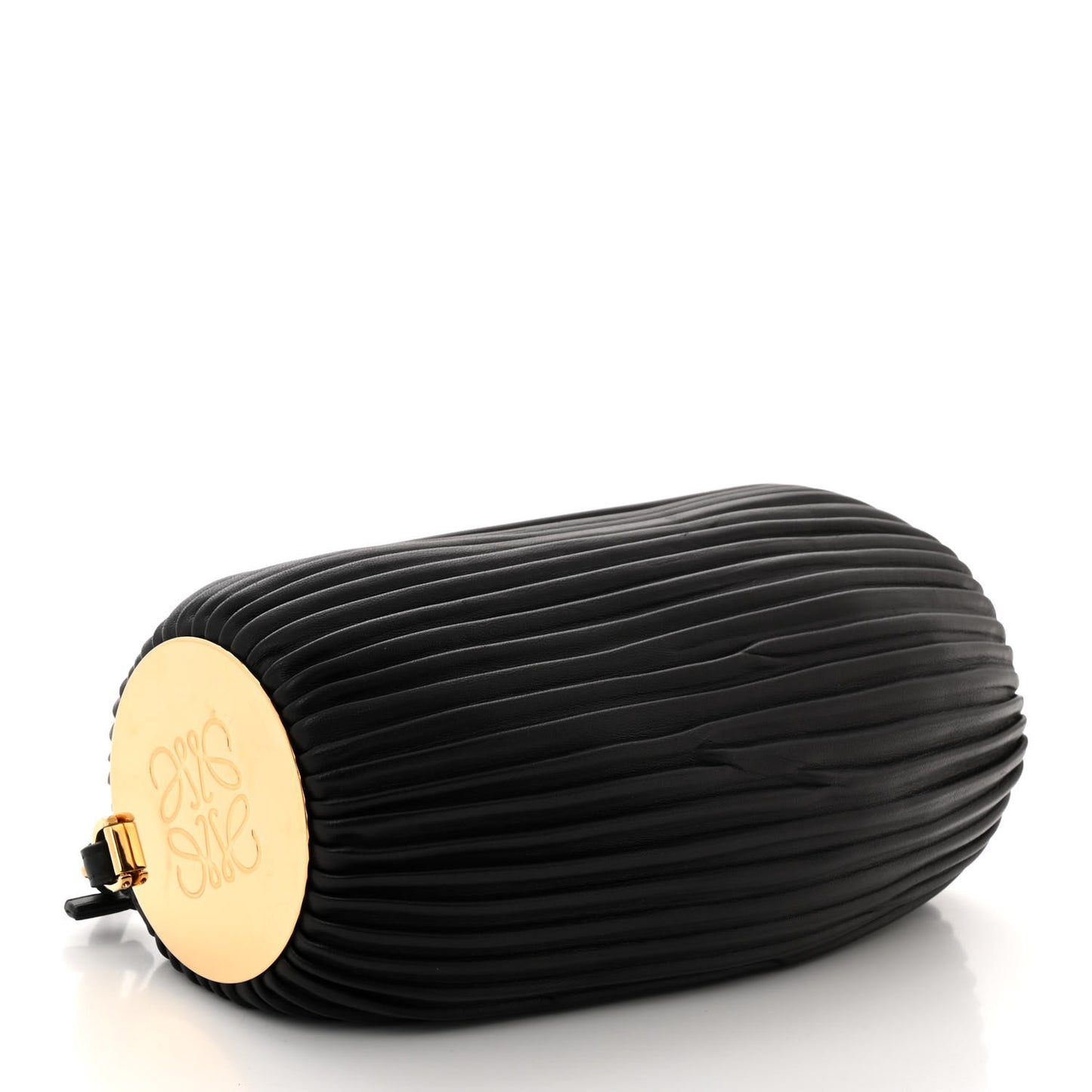 Lambskin Pleated Bracelet Pouch Shoulder Bag Black