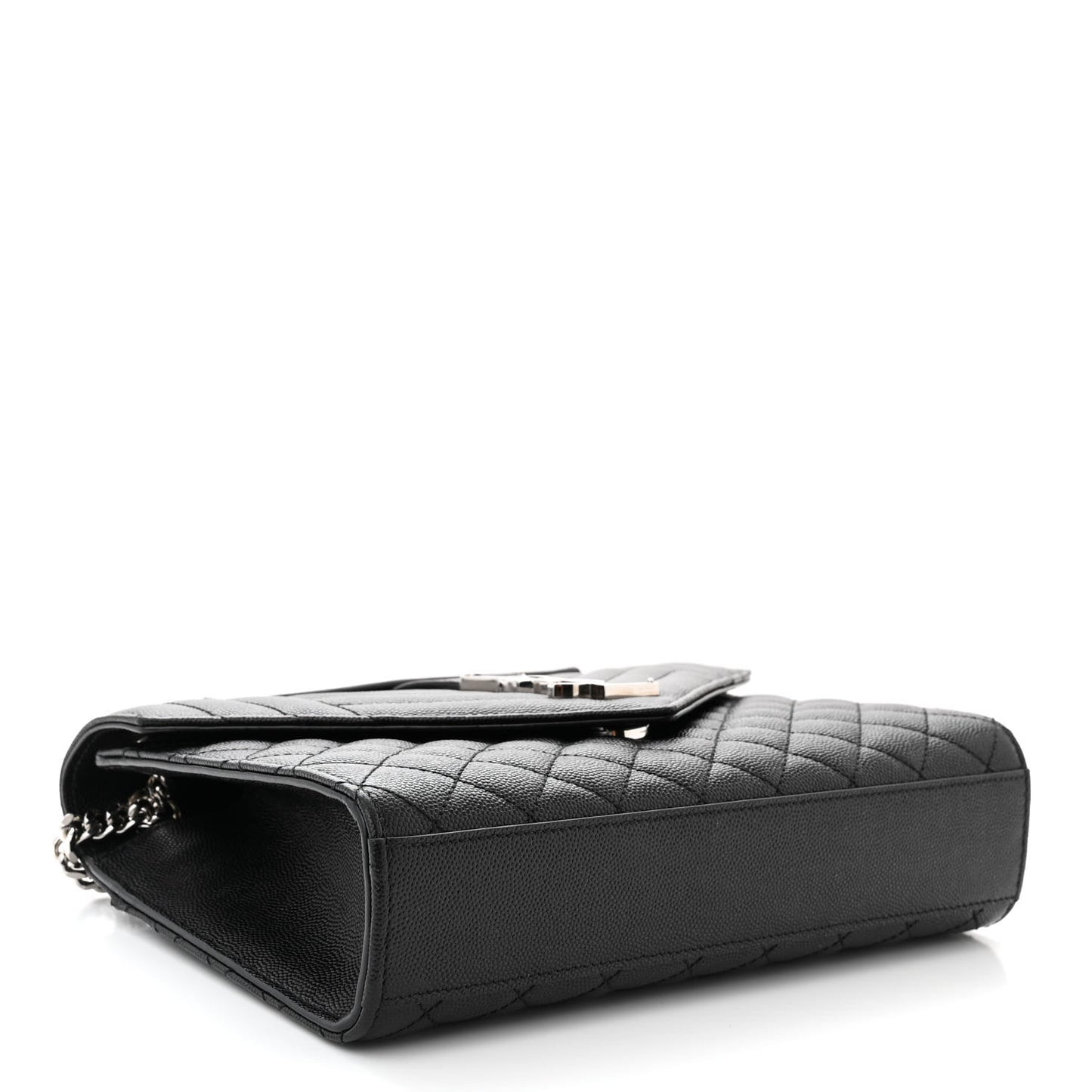 Grain De Poudre Textured Mixed Matelasse Triquilt Medium Monogram Satchel Black
