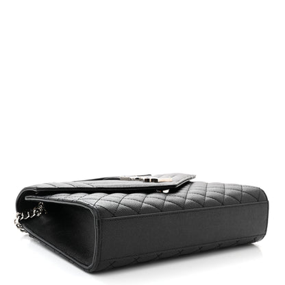 Saint Laurent Grain De Poudre Textured Mixed Matelasse Triquilt Medium Monogram Satchel Black 4 of 11