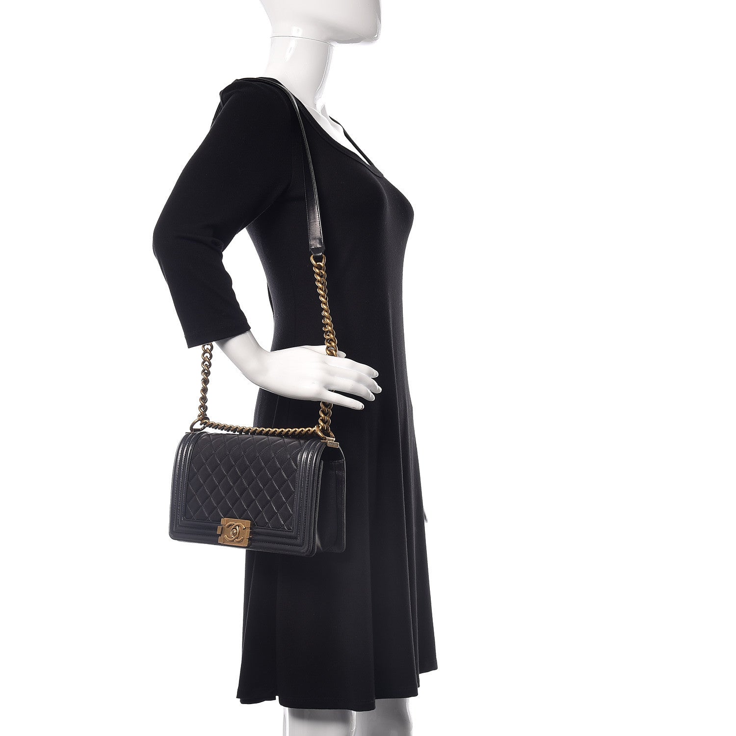 Chanel Lambskin Quilted Medium Boy Flap Pearly Black 2 of 10