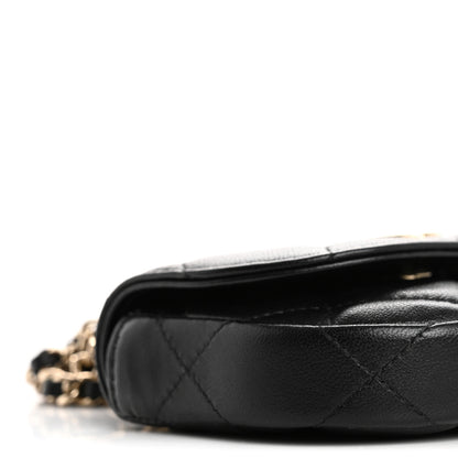 Chanel Lambskin Quilted Pearl Top Handle Clutch With Chain Black 10 of 12