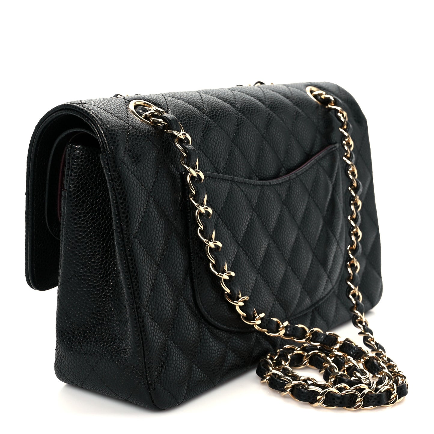 Caviar Quilted Medium Double Flap Black