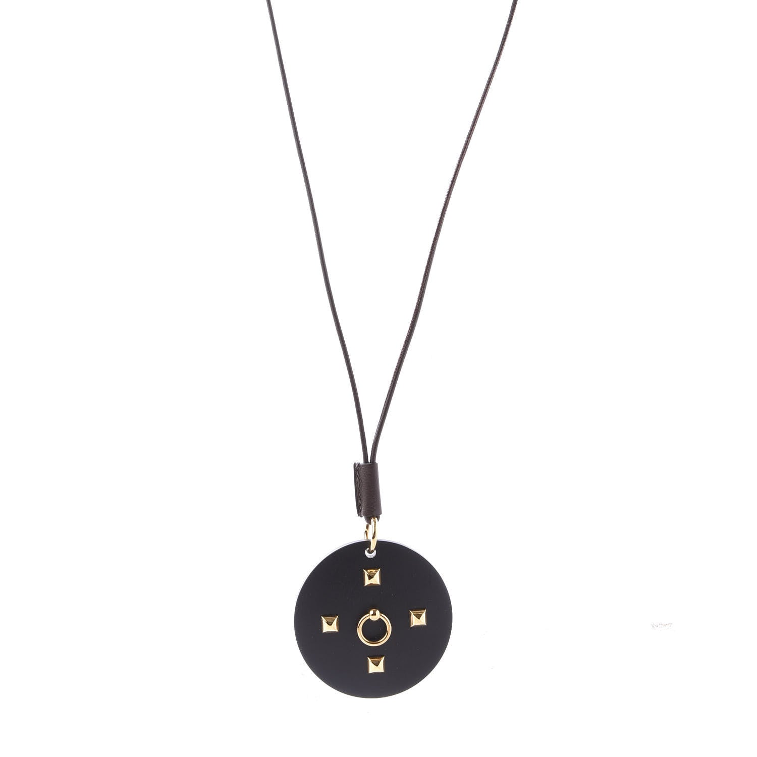Hermes Pearwood Medor Pendant Necklace Black 1 of 5