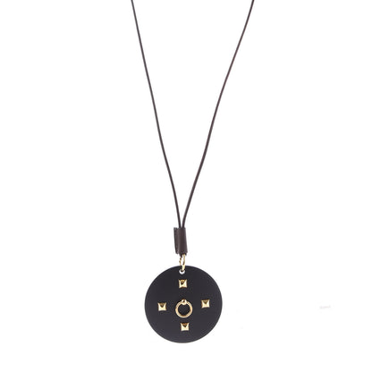 Hermes Pearwood Medor Pendant Necklace Black 1 of 5