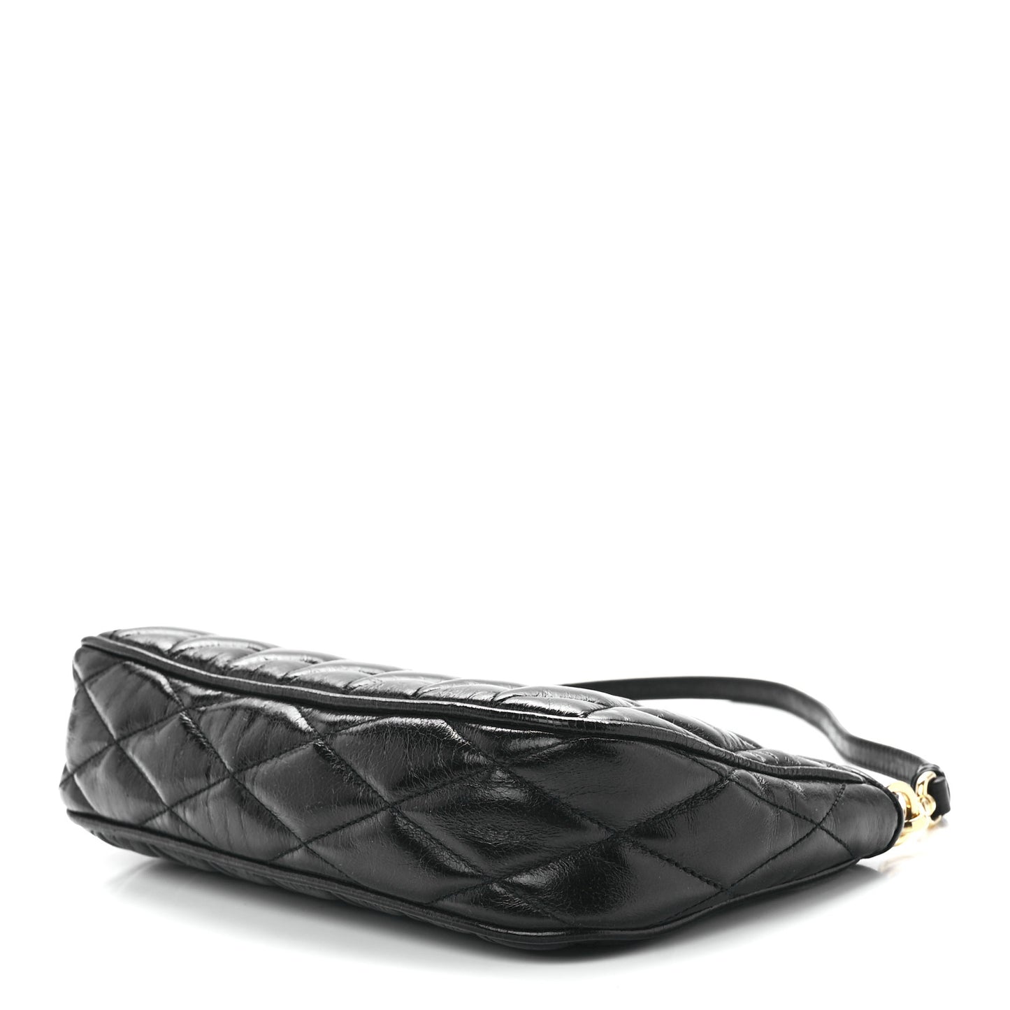 Vitello Shine Quilted Pochette Black