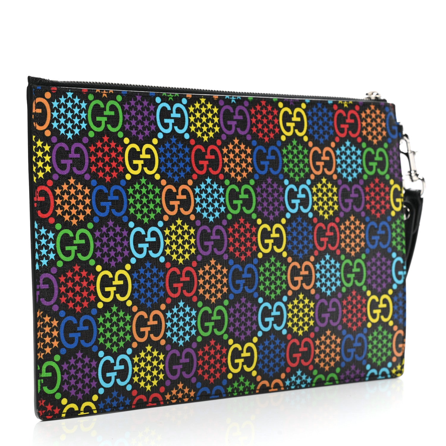 Gucci GG Supreme Monogram Psychedelic Zip Wristlet Pouch Black Multicolor 3 of 7