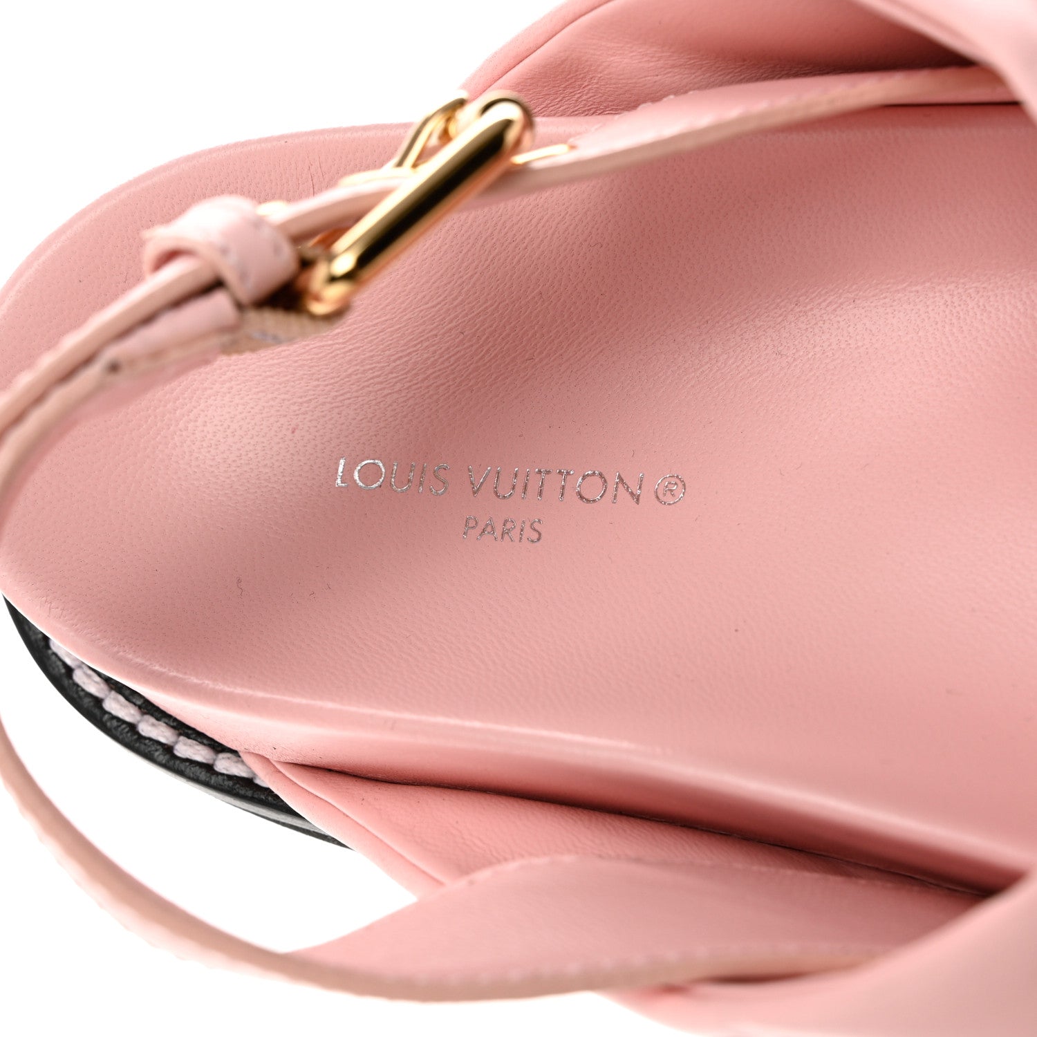 Louis Vuitton Lambskin Monogram Embossed Paseo Flat Comfort Sandals 38 Rose Clair 7 of 9