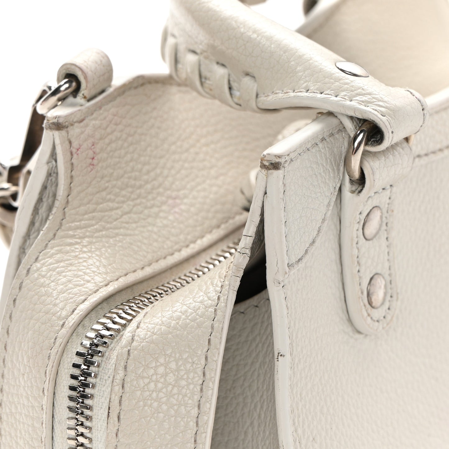 Grained Calfskin Neo Classic Silver Hardware Mini City White