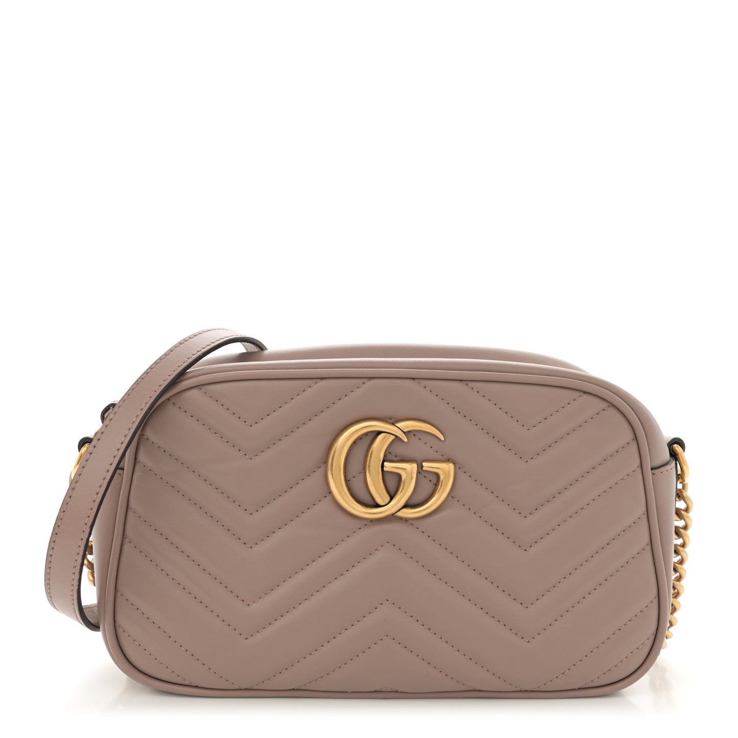 Calfskin Matelasse Small GG Marmont Chain Shoulder Bag Porcelain Rose