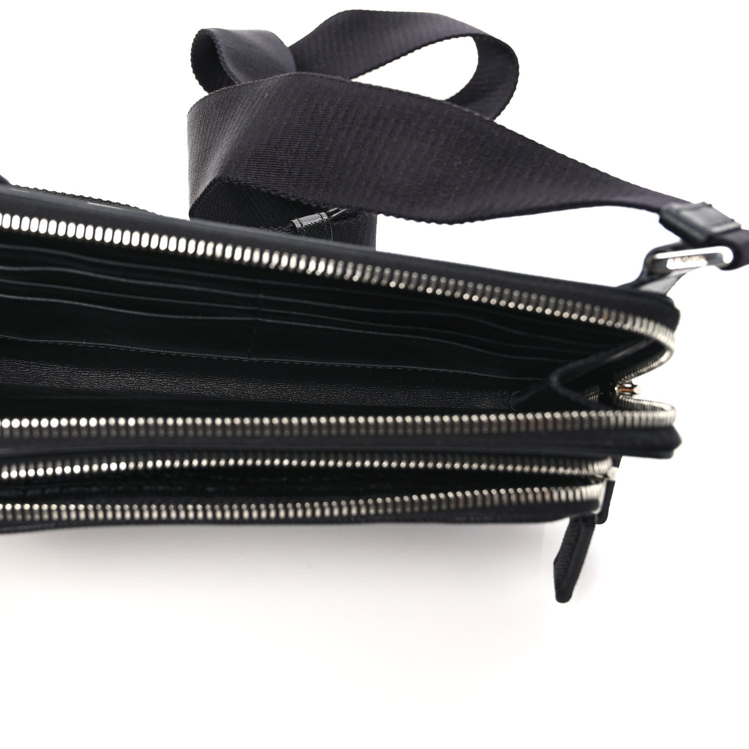 Prada Saffiano Travel Double Zip Crossbody Belt Bag Black 5 of 8
