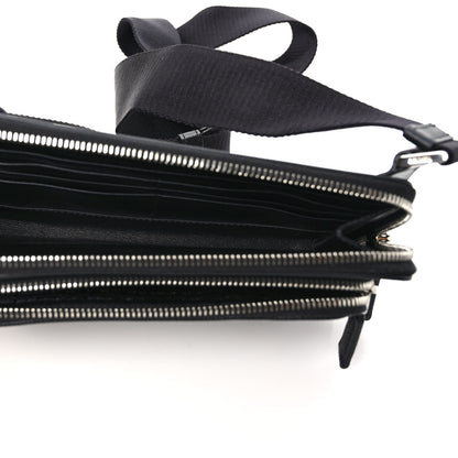 Prada Saffiano Travel Double Zip Crossbody Belt Bag Black 5 of 8