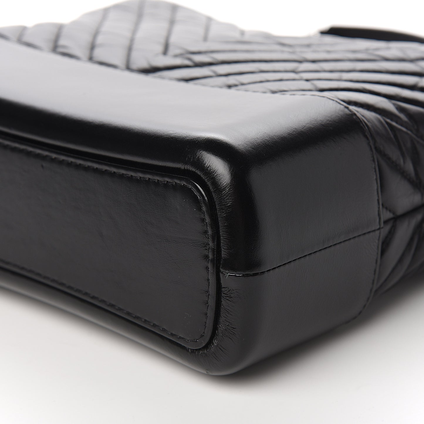 Aged Calfskin Chevron Quilted Medium Gabrielle Hobo Black