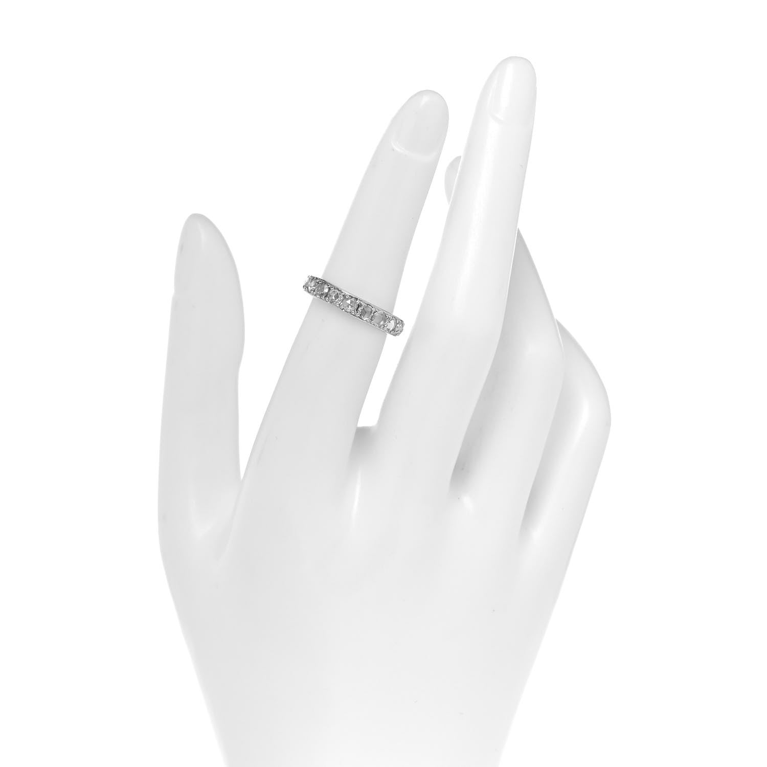 Tiffany 18K White Gold Diamond Metro Rose Cut Eternity Band Ring 51 5.75 2 of 5