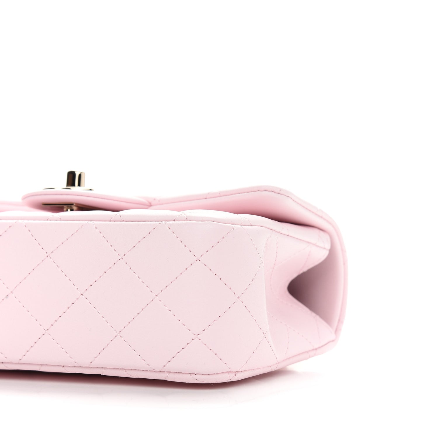 Lambskin Quilted Mini Top Handle Rectangular Flap Light Pink