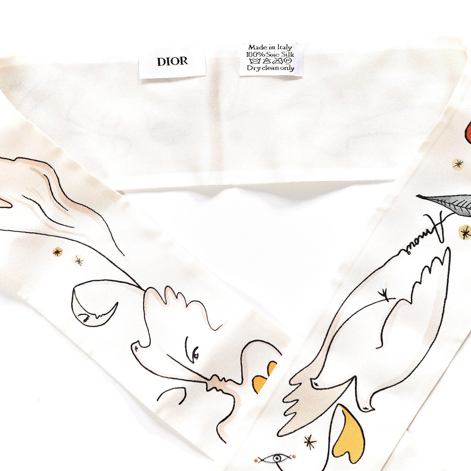 Christian Dior Silk ABCDior Mitzah "A" Scarf Off White 2 of 3