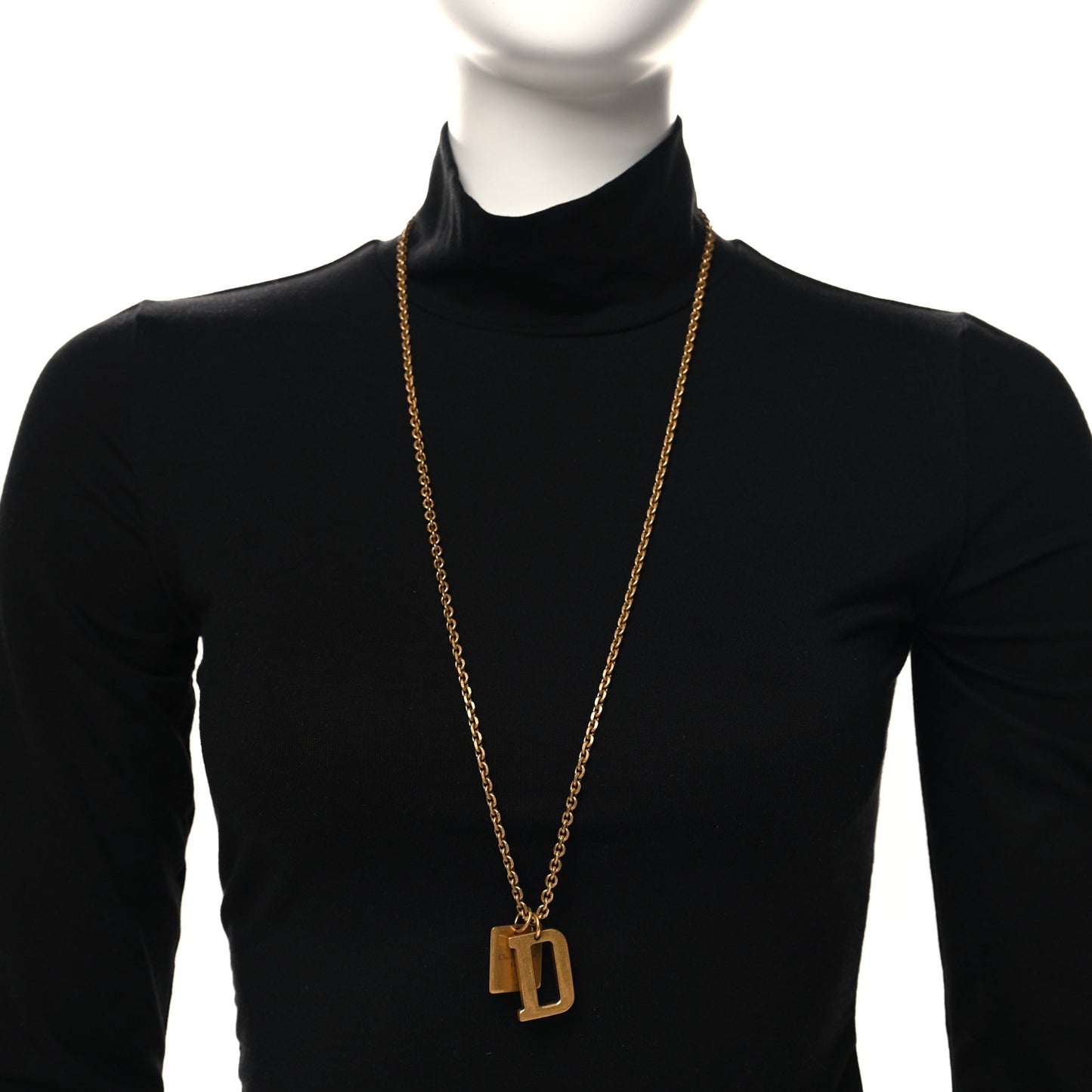 Metal D Letter Necklace Aged Gold