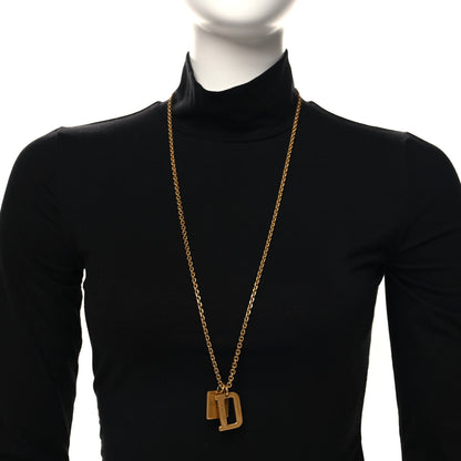 Christian Dior Metal D Letter Necklace Aged Gold 2 of 5