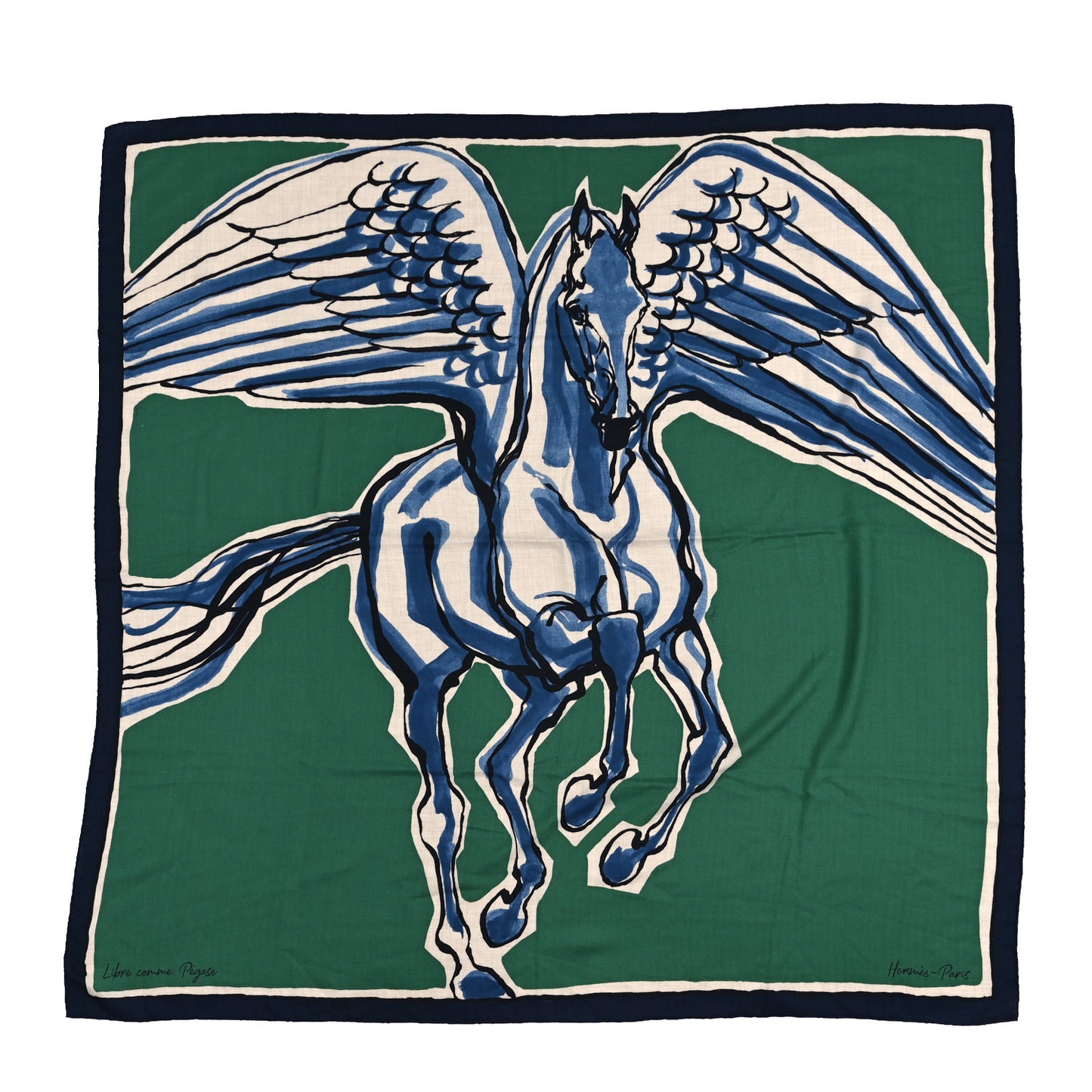 Cashmere Silk Libre Comme Pegase Shawl 140 Vert Naturel Bleu