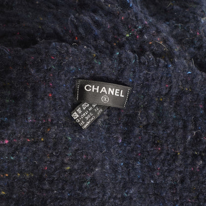 Chanel Cashmere Silk CC Tweed Scarf Blue 5 of 5