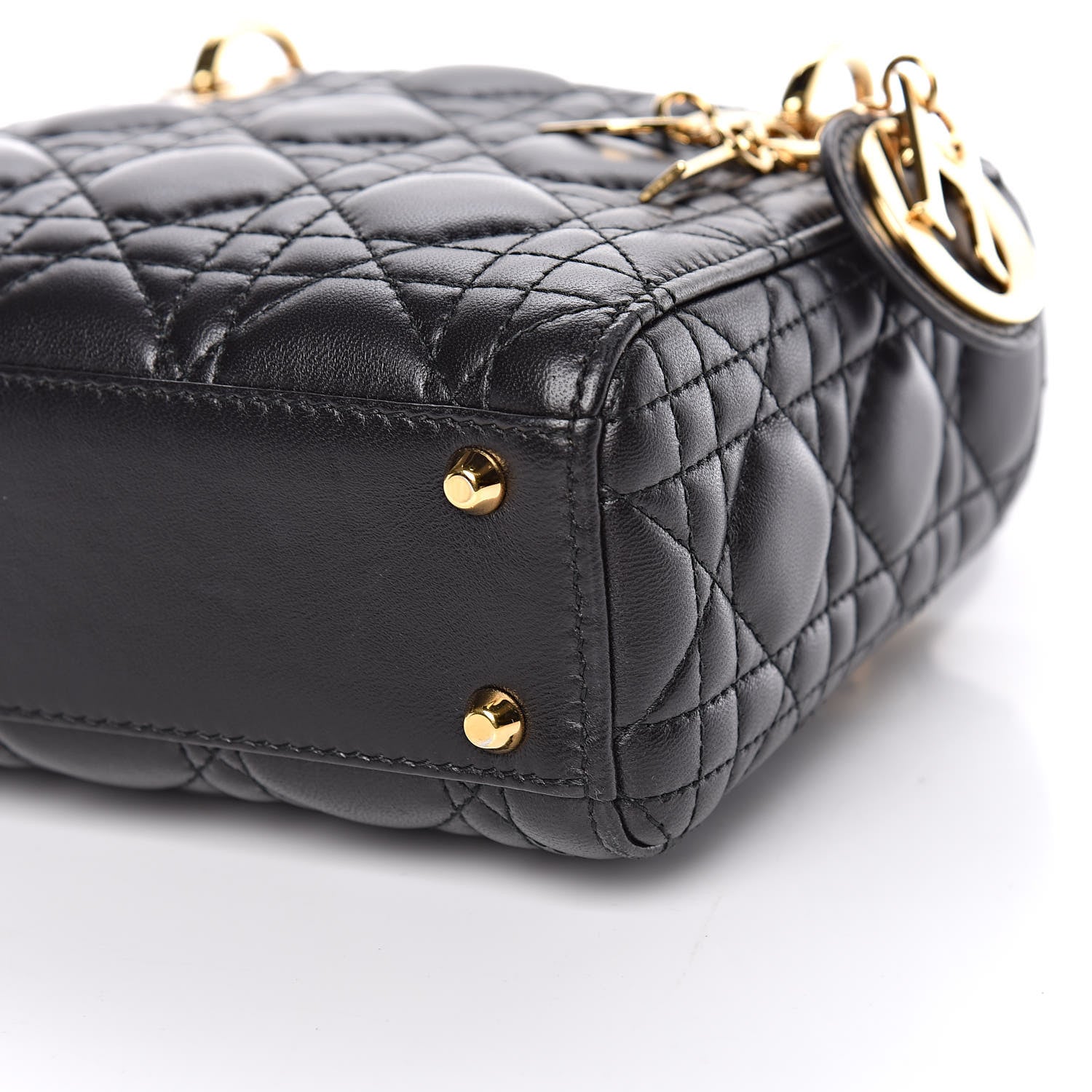 Christian Dior Lambskin Cannage Mini Lady Dior Black 9 of 10
