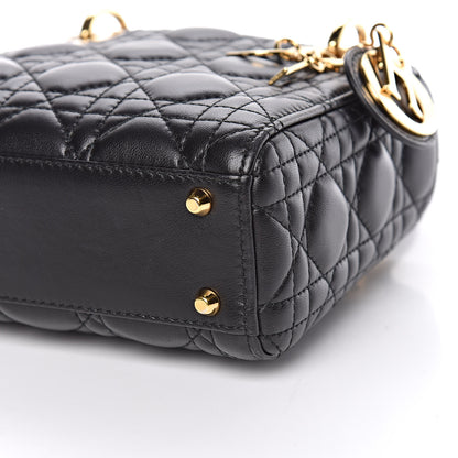 Christian Dior Lambskin Cannage Mini Lady Dior Black 9 of 10