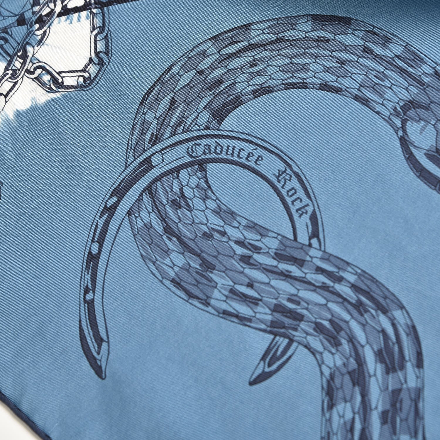 Hermes Silk Caducee Rock Tie and Dye Scarf 100 Blue Jean Marine 4 of 6