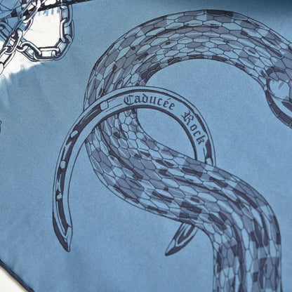 Hermes Silk Caducee Rock Tie and Dye Scarf 100 Blue Jean Marine 4 of 6