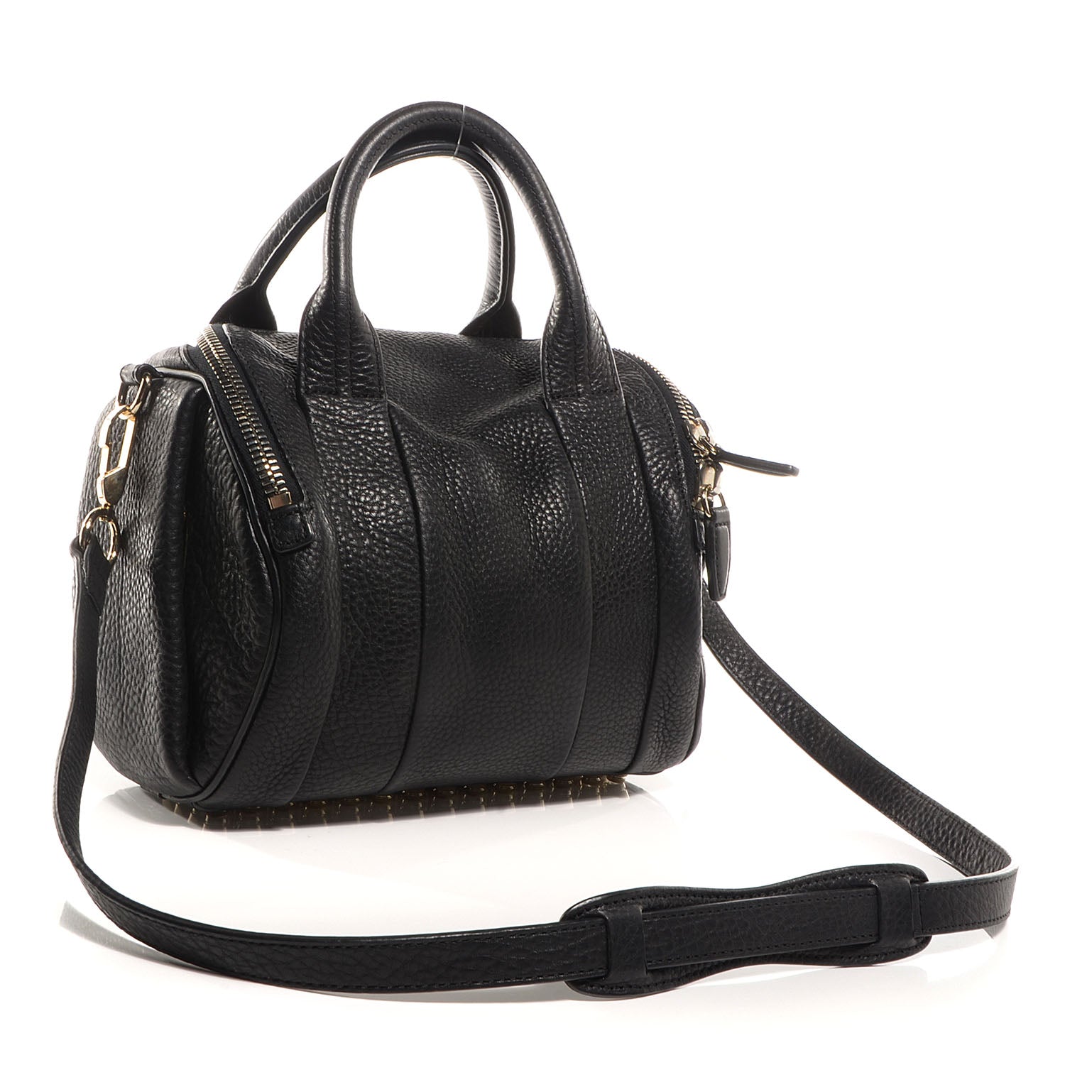 Alexander Wang Pebbled Leather Rockie Black w Pale Gold Hardware 3 of 9