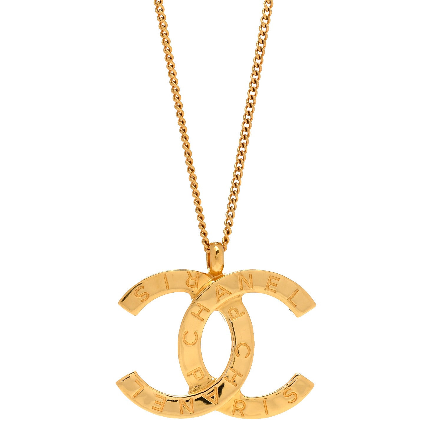 Chanel Metal CC Paris Button Necklace Gold 4 of 5