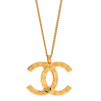 Chanel Metal CC Paris Button Necklace Gold 4 of 5
