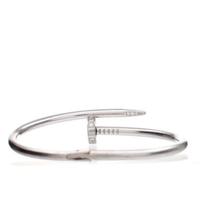 Cartier 18K White Gold Diamond Juste Un Clou Bracelet 17 5 of 6
