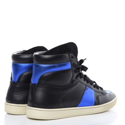 Saint Laurent Calfskin Court Classic SL/10H High Top Sneakers 44 Black Blue 4 of 14