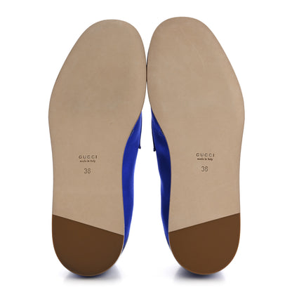 Gucci Satin Crystal Horsebit Slip On Loafers 36 Electric Blue 6 of 10