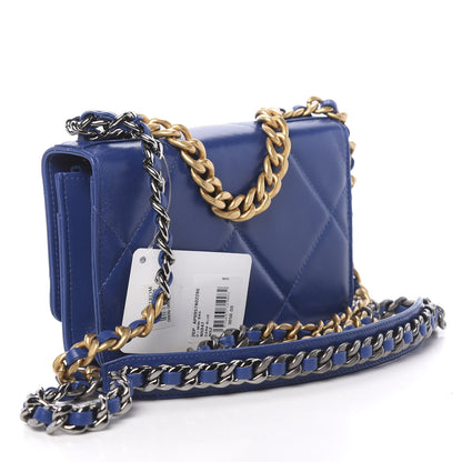 Chanel Goatskin Quilted 19 Wallet On Chain WOC Blue 3 of 12