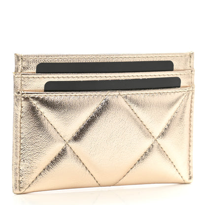 Chanel Metallic Lambskin Quilted Chanel 19 Card Holder Gold 3 of 11