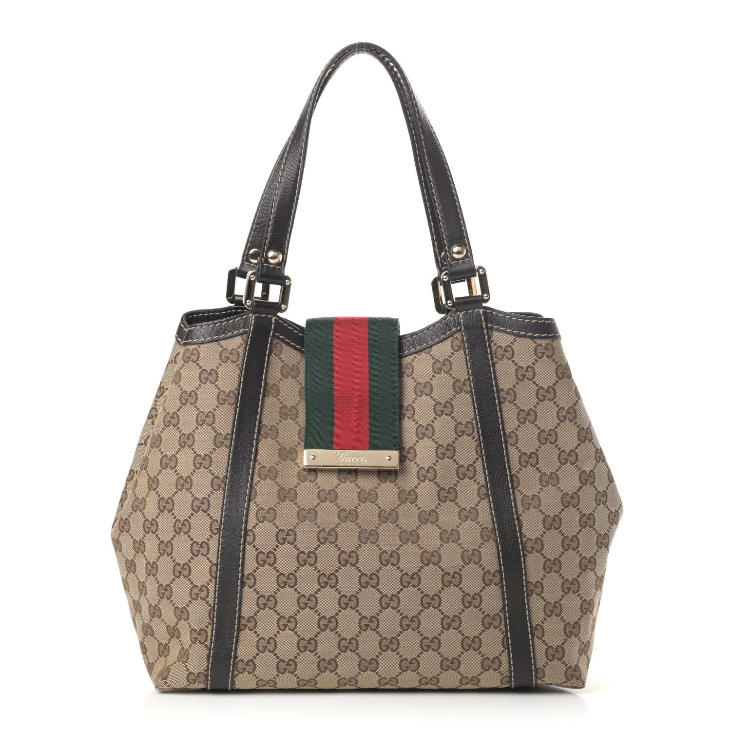 Gucci Monogram Medium New Ladies Web Tote Ebony 1 of 6