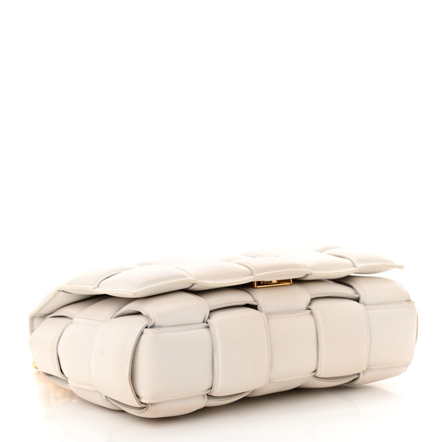 Lambskin Maxi Intreccio Padded Chain Cassette Crossbody Bag White